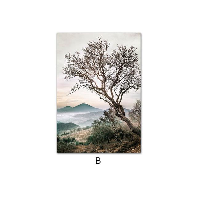 Landscape Painting Lake Reflection Canvas Poster Bohemia Sunrise Nature Nordic Style Art Print Gallery Wall Decoration Picture