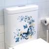 Elegant Blue Flowers and Butterfly Toilet and Wall Sticker Set Waterproof Self-Adhesive Removable Decal for Bathroom WC Decoration