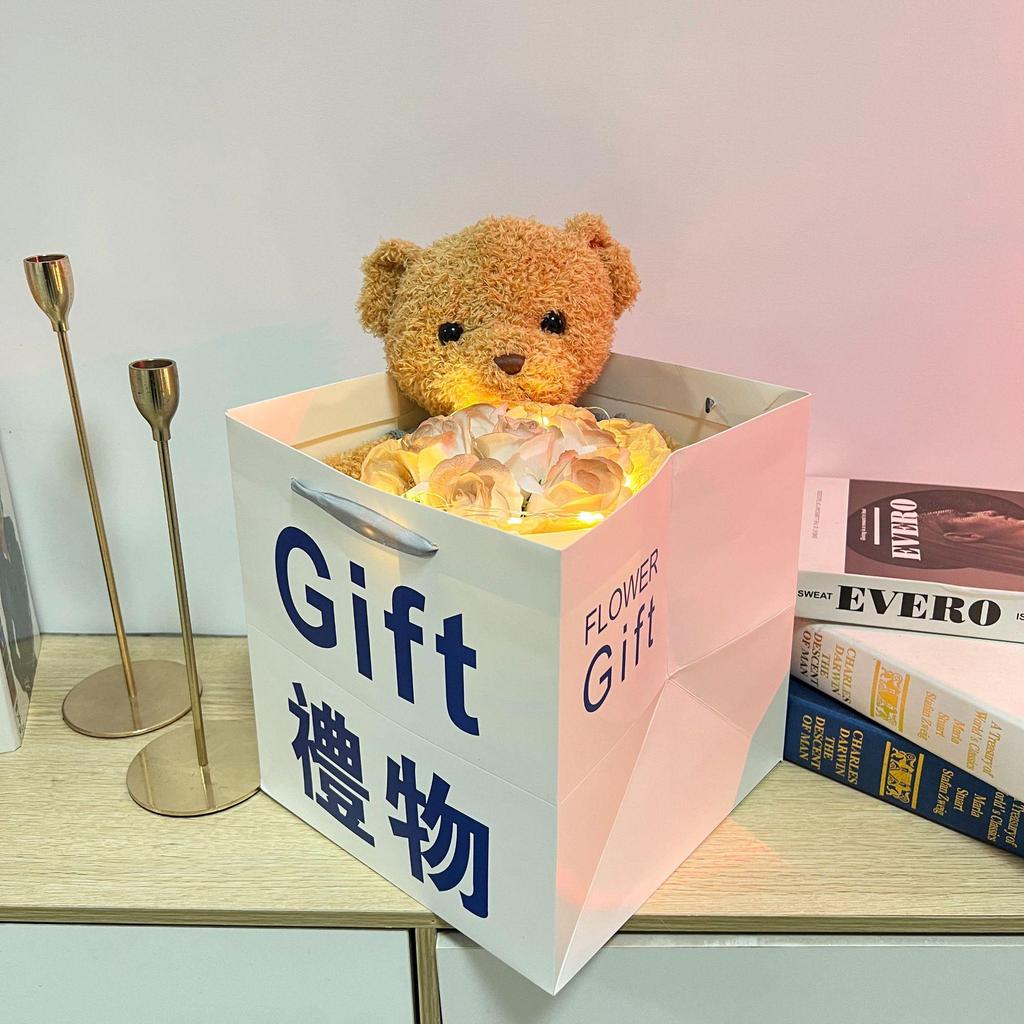 Valentine's Day Teddy Bear and Rose Bouquet Gift for Best Friends, Girlfriends, and Mothers