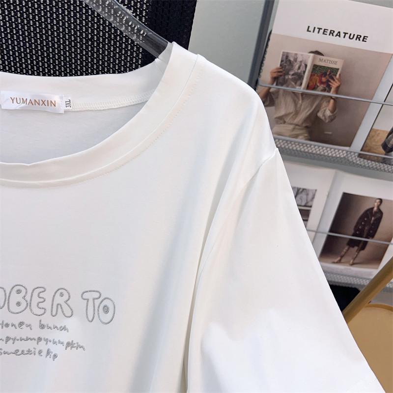 Women's Plus Size Loose Fit Short-Sleeve Round Neck Mid-Length T-Shirt (Available in 200/300/350 jin)