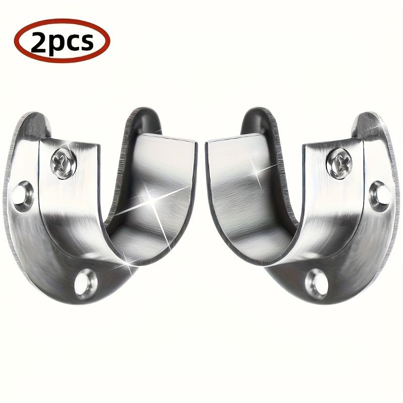 

2 Pieces of Heavy-duty Stainless Steel Wardrobe Pole Bracket, with Screw Wall Mounted Bracket, Shower Pole Round Tube Holder Silver