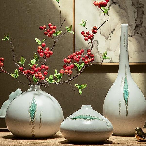 Zen Dried Flowers Vase Ornament for Dining Table, Entrance Hall, Living Room, or TV Cabinet