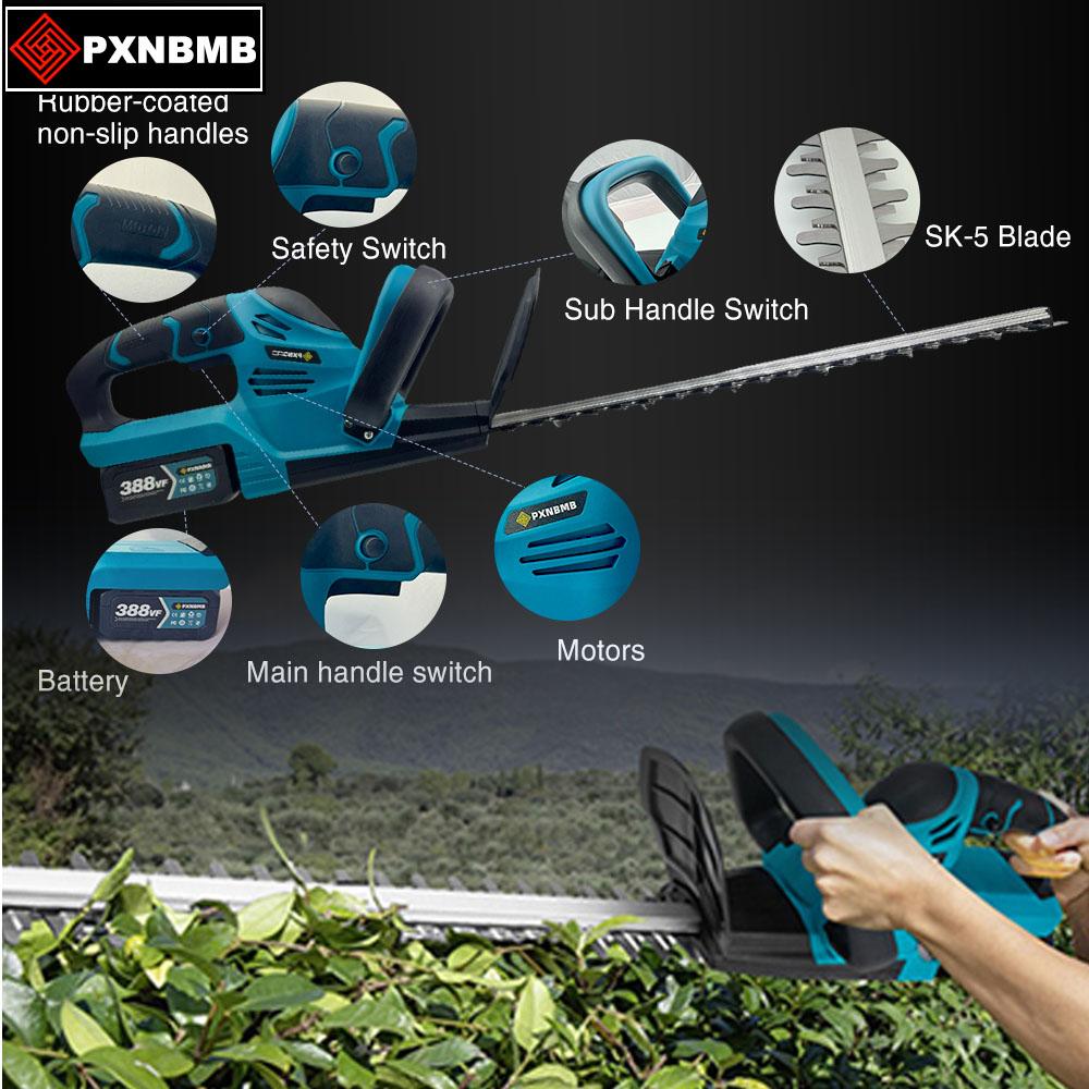 PXNBMB 20000RPM Brushless Electric Hedge Trimmer Lawn Mower Garden Landscaping Hedge Pruner Trimmer For Makita 18V Battery Pin