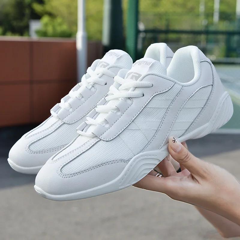 Breathable Sneakers Mesh Dance Shoe Fitness Athletic Aerobics Shoes Cheerleading Training Shoe Women White Running Shoes