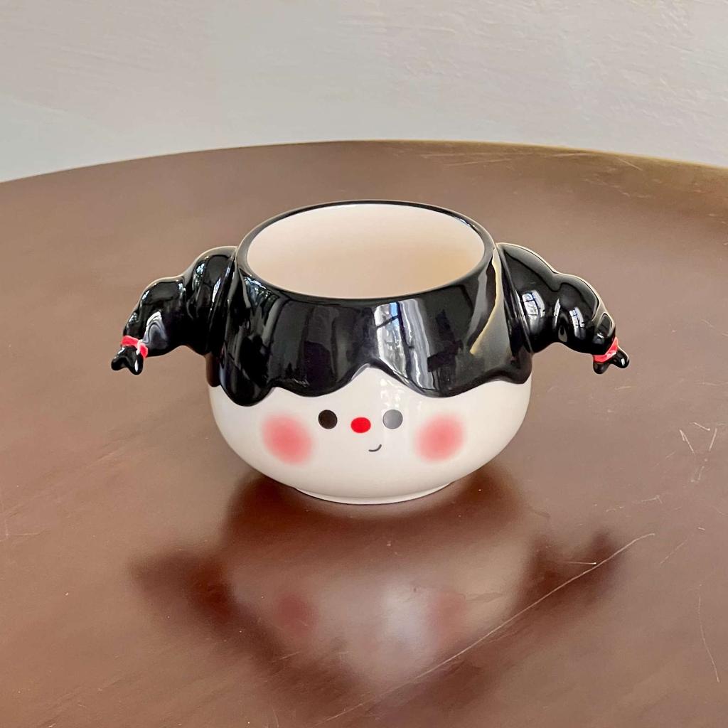 Hochwertiger geflochtener süßer Keramiktasse für kleine Mädchen mit Deckel Löffel Paar Frühstück Kaffeetasse Büro Wasserbecher