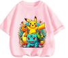 Hot Selling 2026 Kids T Shirt Pikachu Lovely Pattern Soft Comfy Casual School Wear Boys Girls Summer Street Apparel