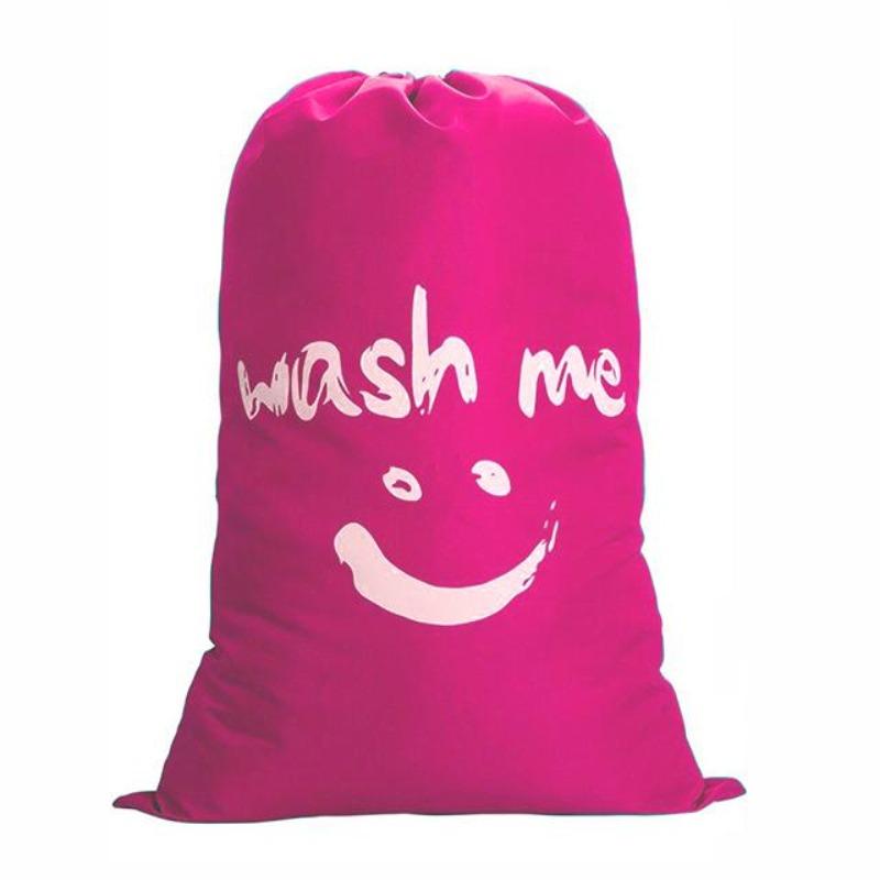 Smile Shape Nylon Laundry Bag Wash Me Travel Storage Pouch Machine Washable Dirty Clothes Organizer Wash Drawstring Bag
