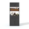 180 Cm Kitchen Cabinet, Tall Cabinet with LED, Kitchen Shelf with Socket, Spice Rack and Large Drawer for Kitchen, Dining Room & Living Room
