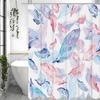 Colorful Feather Shower Curtain, Bathroom Decorative Shower Curtain, Waterproof Shower Curtain with Hooks