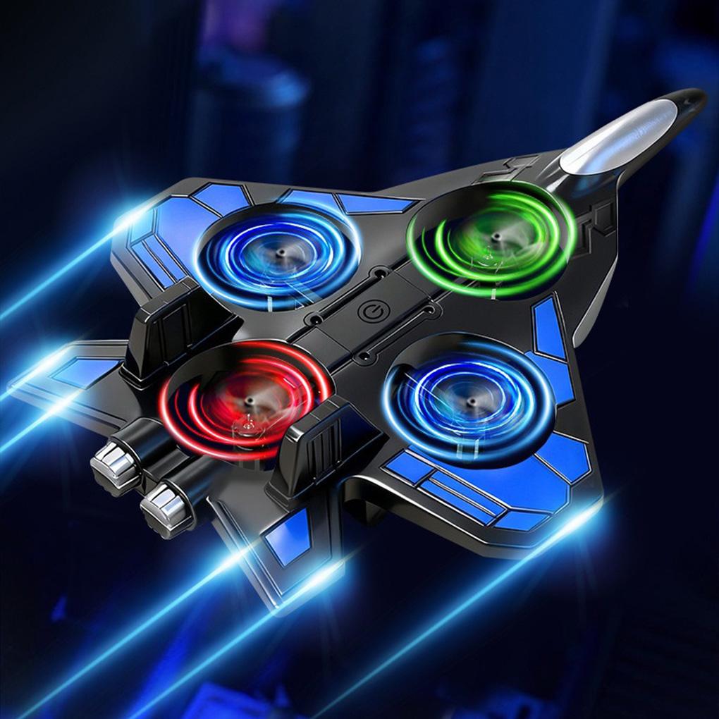 E72 RC Foam Airplane Glider with LED Lights 2.4G EPP Stunt Remote Control Fighter Plane Rechargeable Flying Toy