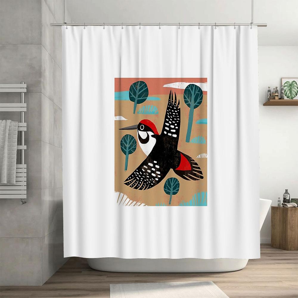 Bird Shower Curtain Nature Forest Wildlife Bathroom Decor Rustic Farmhouse Home Decor Woodland Shower Curtain Set Waterproof