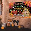 1PCS Day of the Dead Banner - Mexican Day of the Dead Polyester Hanging Decoration with Skull  Marigold  and Skull Patterns