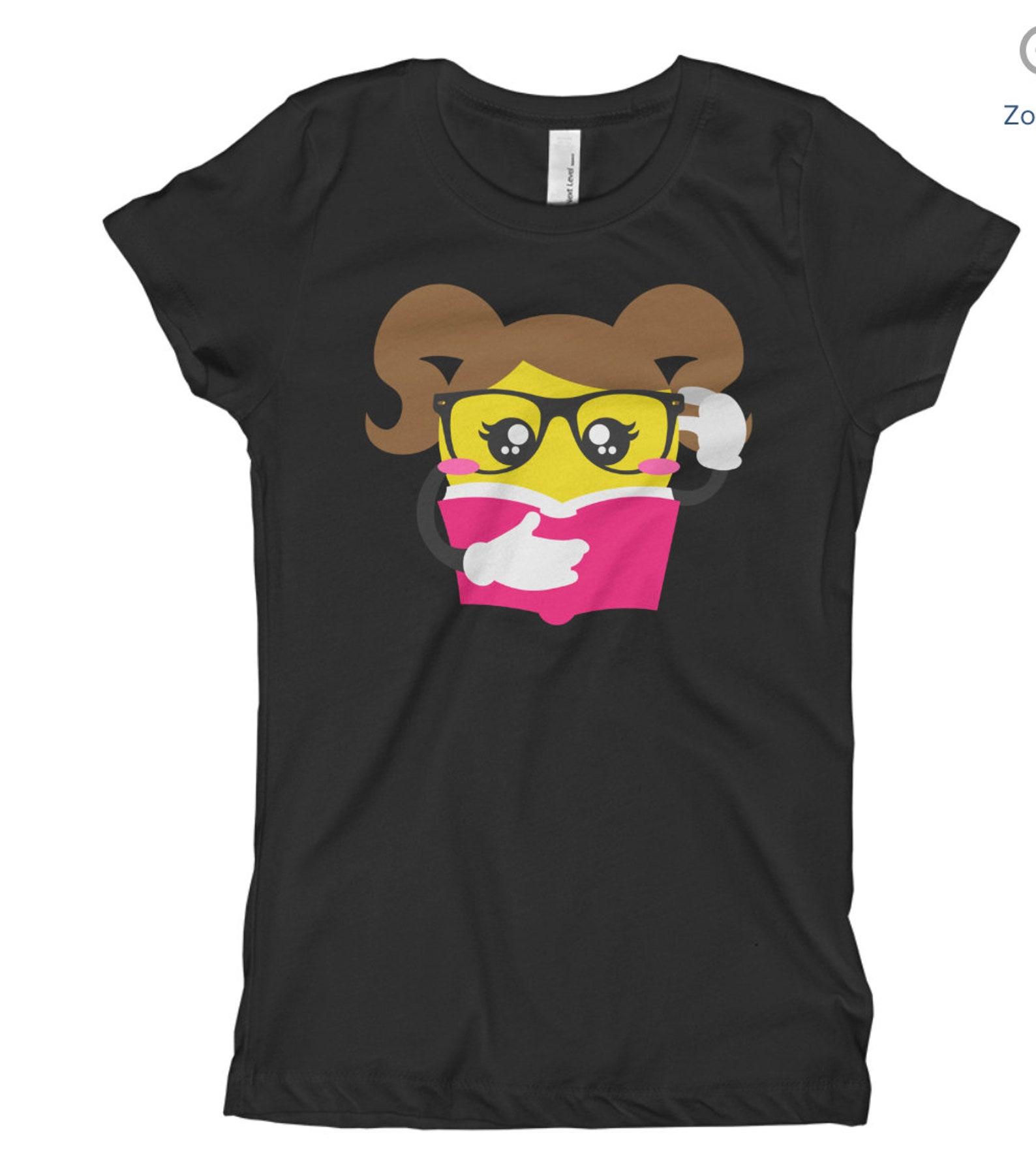 Emoji Nerd Reading Shirt Youth / T-Shirt for Kids/ Book Reading Lover Gift 2XL