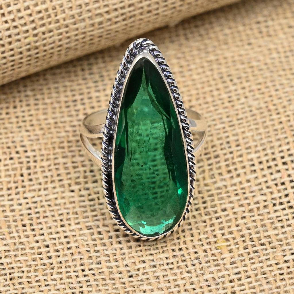 Beautiful Green Tourmaline Gemstone Handmade 925 Sterling Silver Ring Jewelry