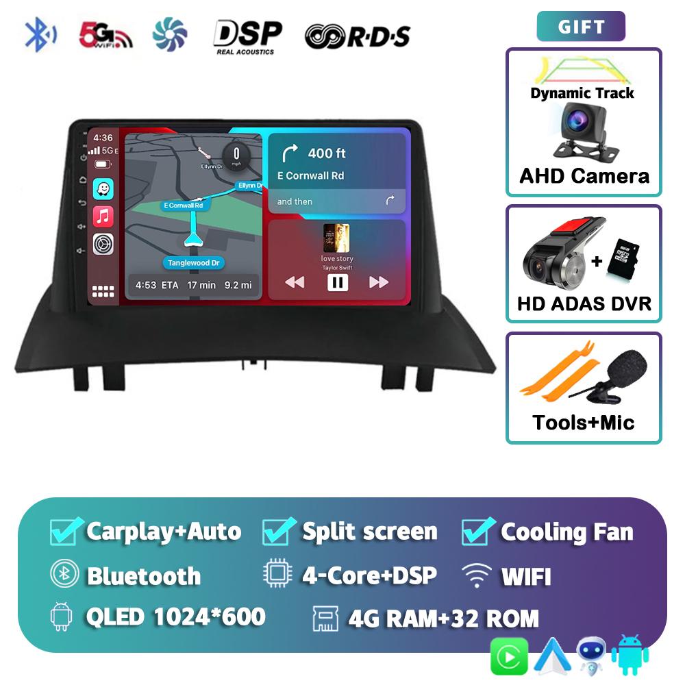 Android 14 Carplay Auto Car Radio For Renault Megane 2 2002 - 2006 2007 2008 2009 Multimedia Player Stereo GPS DSP WIFI+4G Video