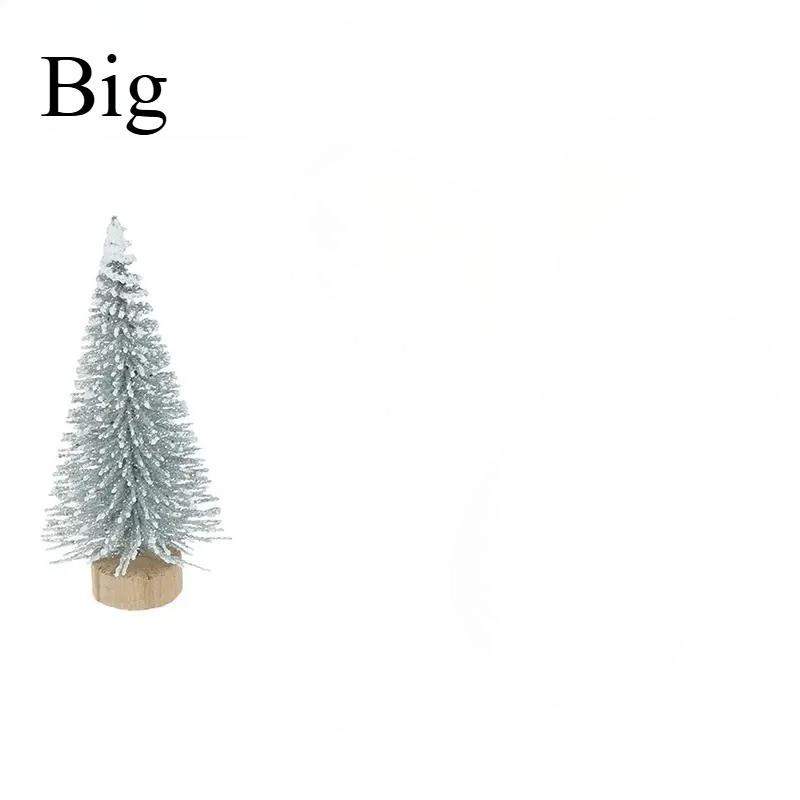 Mini Árvores de Natal Pinheiro Artificial Decoração de Mesa Topo de Neve Verde Escuro Prata Branco Base de Madeira Decoração de Festa de Natal Decoração