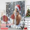 2pcs 2D flat printing Merry Christmas Popular Drapes Cute Squirrel Christmas Gift Fabric Without Electricity Festive Wall Decor