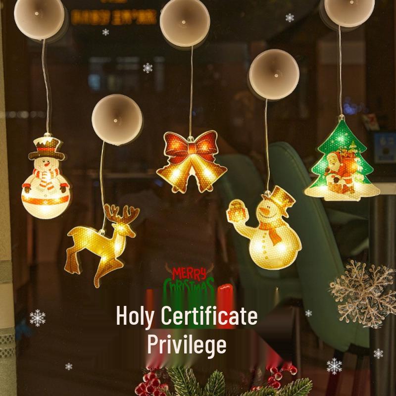 LED Weihnachtssaugnapf-Lichterkette - Dekorative Feiertagsatmosphäre mit kreativen Anhängern