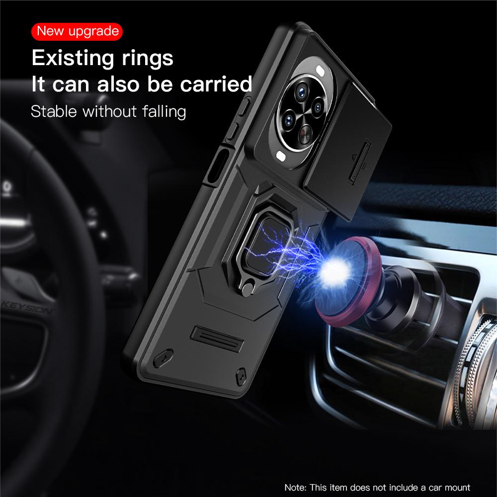 KEYSION Shockproof Case for Huawei nova 14 14 Pro Slide Camera Protection Metal Ring Stand Phone Back Cover for Huawei nova14Pro