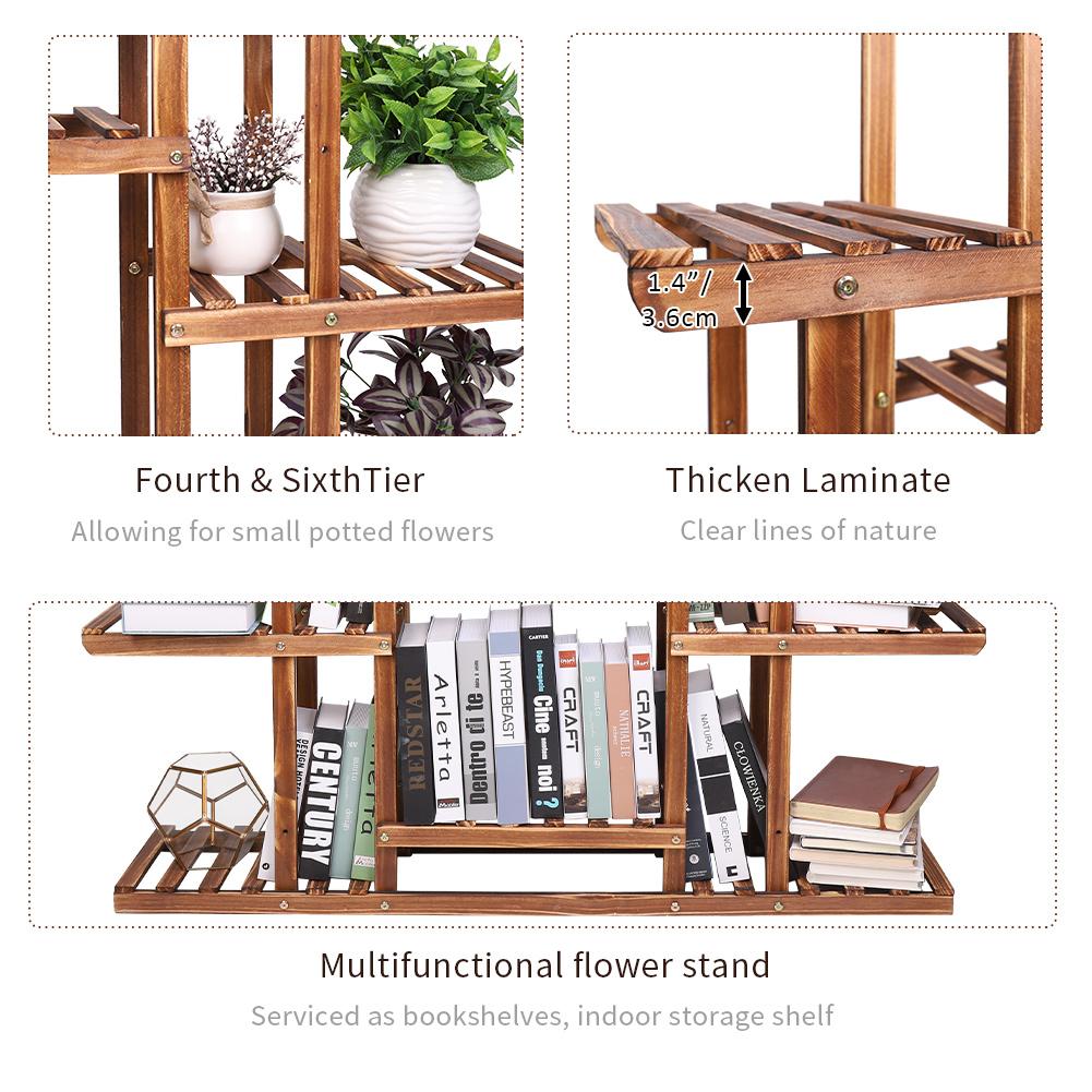 Heavy Duty Wooden Plant Stand Flower Pots Shelf Indoor Outdoor Display Rack