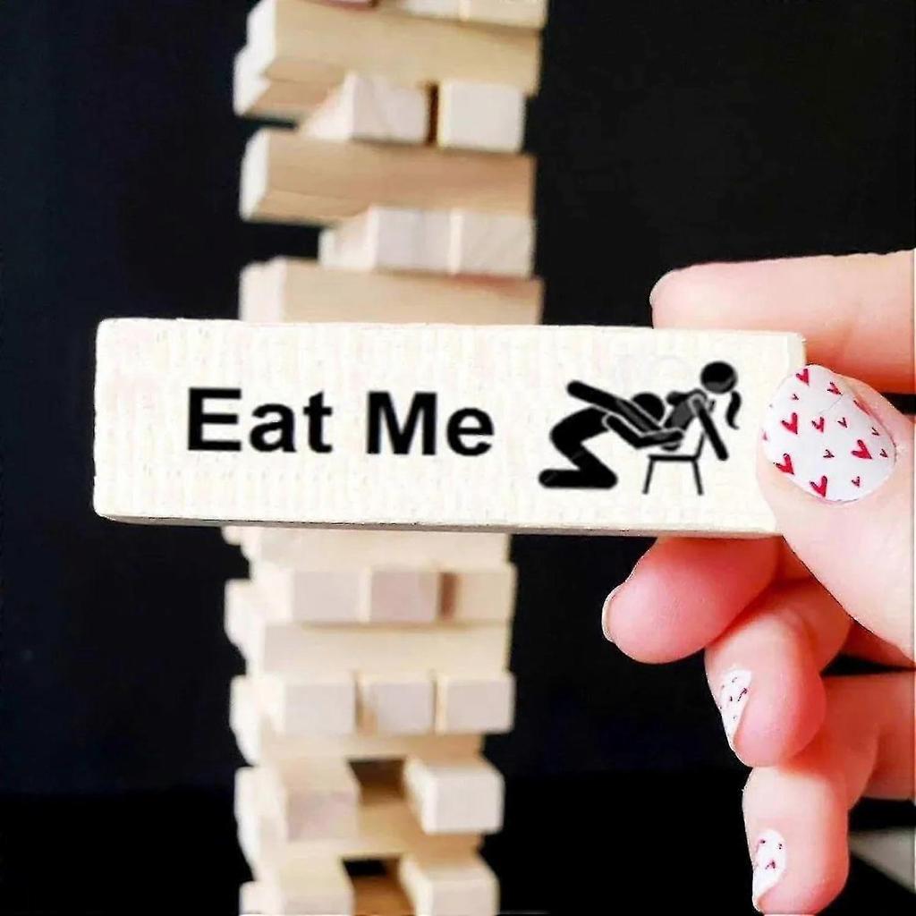 54pcs Super Naughty Block Tower Game, Couple Activities & Date Night Ideas, Valentine Tumbling Tower Stacking Blocks Game For Couples Night Party Game