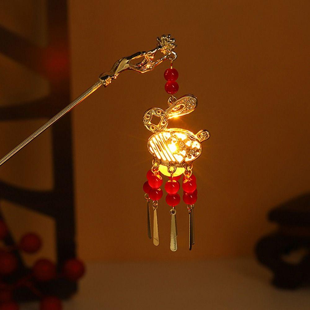 Palatul chinezesc Lantern ac de păr din metal de culoare aurie bețe de păr furculițe cu bijuterii ușoare pentru femei, retro, flori de lotus, ciucuri