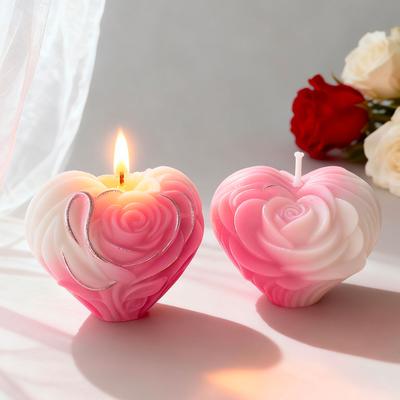 Aromatherapy Candle Mold High-Temperature Resistant Heart Silicone Mold Valentine'S Day Candle Mold Food-Grade For Resin Plaster