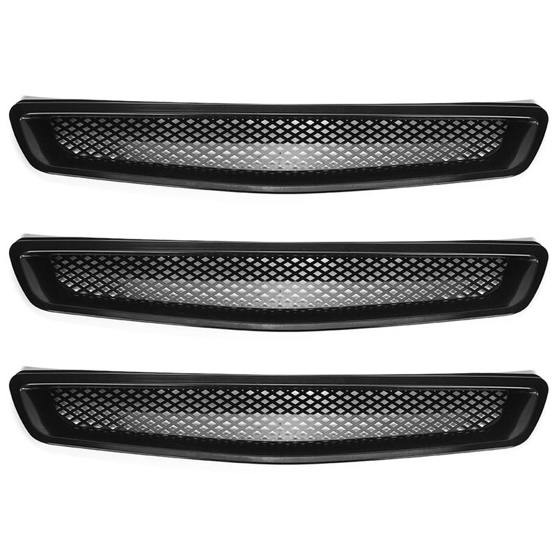3X Car Front Hood Mesh Bumper Racing Grille For Honda For Honda Civic EK CX DX EX HX LX Type R 1999-2000
