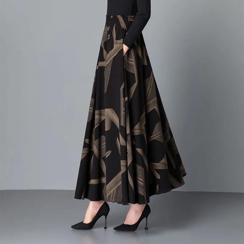 

Юбка миди А-силуэта с цветочным принтом и разрезом, с высокой талией, весна/осень 2024 для женщин Large (L) жёлтый