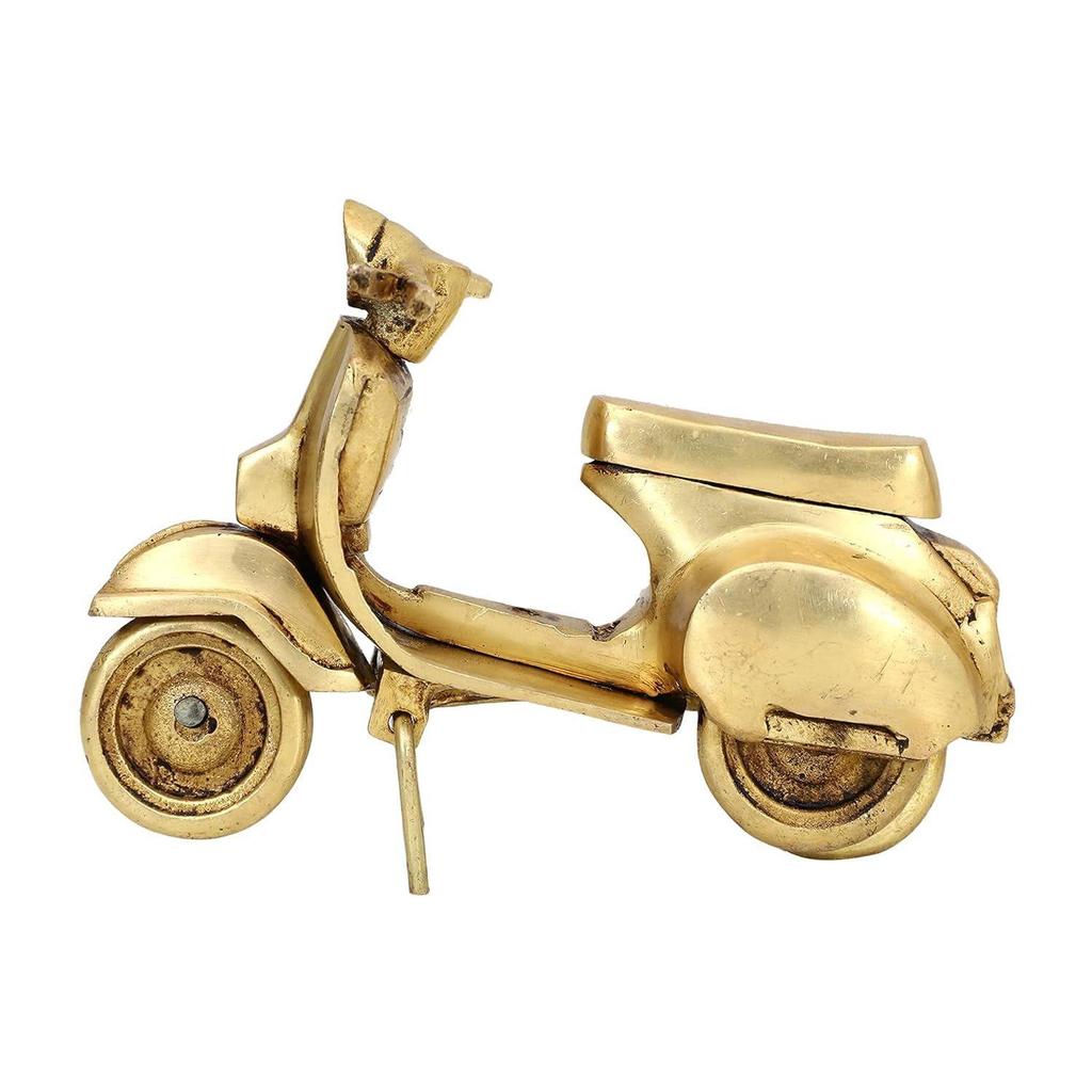 Brass Vintage Scooter Figurine Statue for Showpiece ( Golden) | Classic Antique Finish Vespa Scooter for Home Decor, for Office, Centre Table