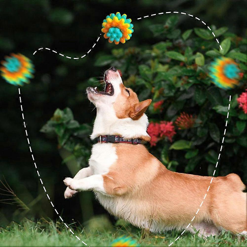 Colorful Chew Toy Ball for Dogs, Multifunctional Interactive Soft Rubber Chew Teething Ball for Pets