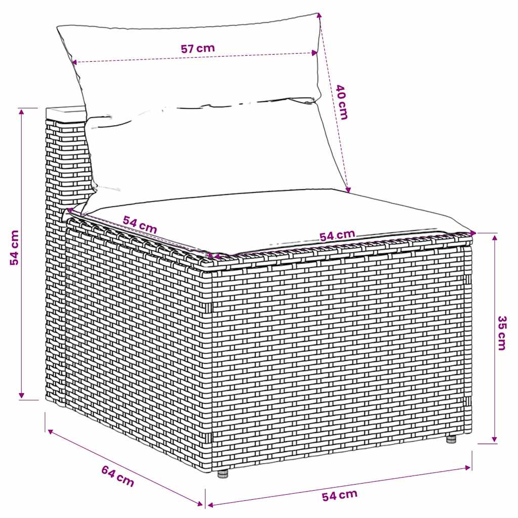 Garden Sofas without Armrests with Cushions 2 pcs Beige Poly Rattan