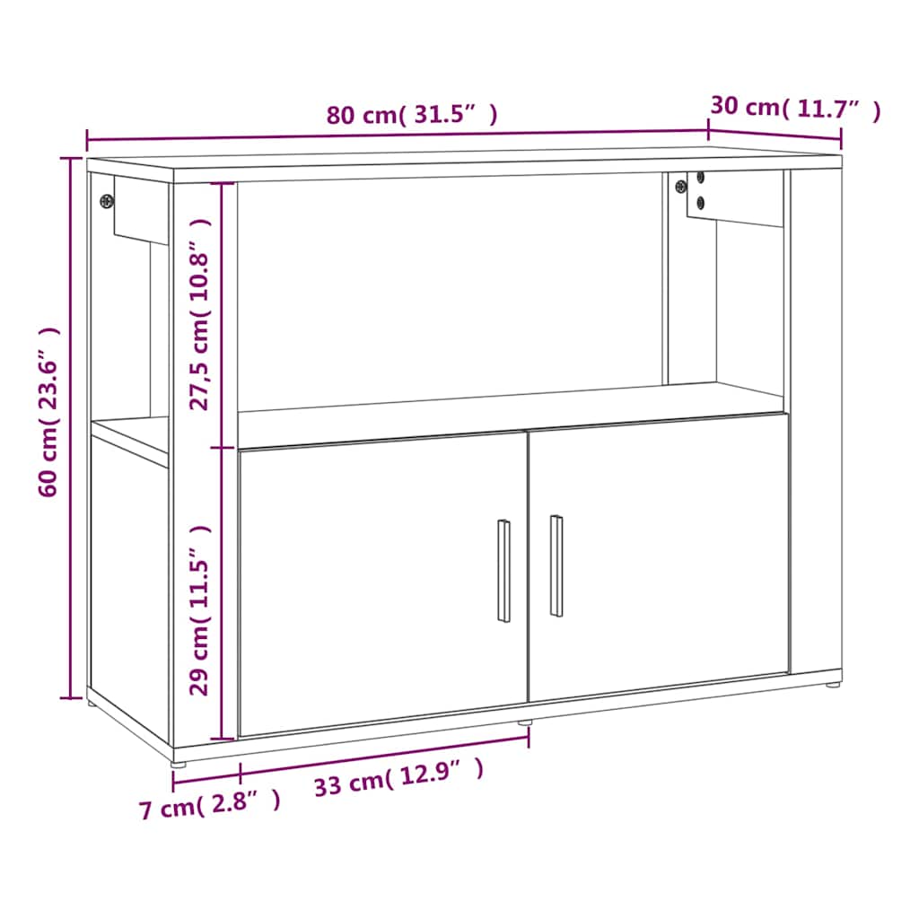 Sideboard White 80 x 30 x 60 cm Particleboard