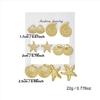 Summer CCB Starfish Seashell Conch Stud Earrings Set for Women Gold Color Star Geometric Earrings Trendy Seaside Beach Jewelry