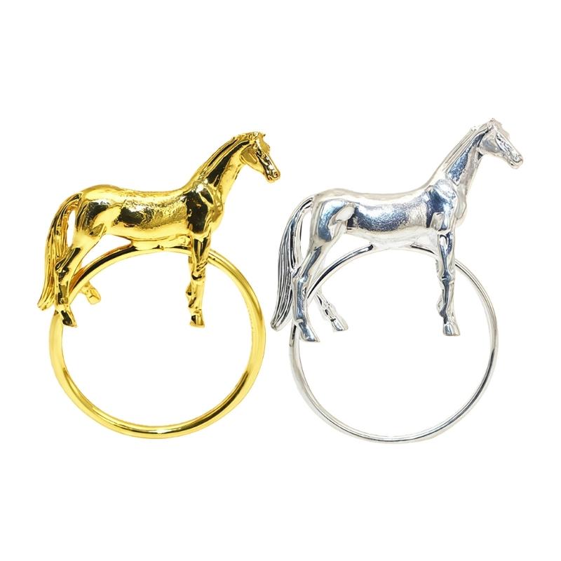 Pack of 6 Elegant Horse Design Napkin Rings Alloy Western Equestrians Napkin Buckle for Dining Table Parties Event Decors
