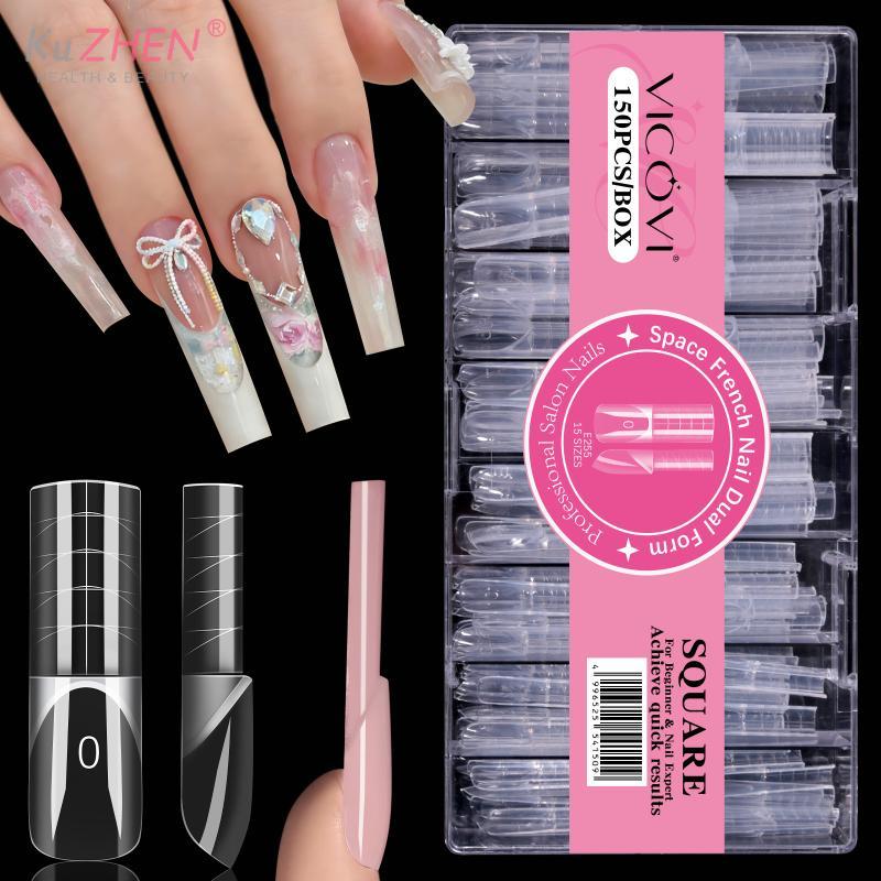 150Pc New Quality Space Hollow 3D French Extension With Scale Nail Mold Nail Dual Forms Full Cover Reusable Nail Extension Molds