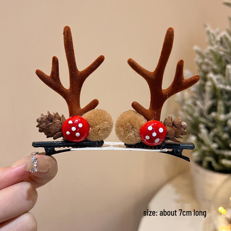 Mori Style Reindeer Antler Ears Christmas Hair Clip - Cute Kids' Hairpin Accessory