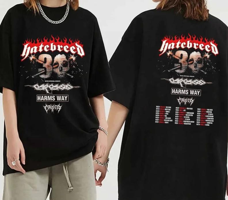 2024 Tour, Hatebreed, Hatebreed Band Short Sleeve Black All Size T-Shirt BT246 Unisex T-Shirt S