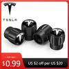 Autoaufkleber 4 Stück Legierung Auto Rad Reifen Ventilschaft Dekorative Kappen für Tesla Logo Modell X Modell S Y Modell 3 Roadster P85D P90D