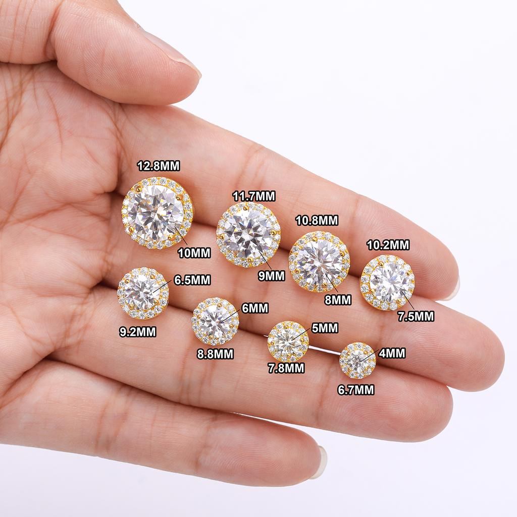 Orecchini Rotondi in Argento 925 con Moissanite da 0,1-4 Carati Fidanzamento Matrimonio Quotidiano Festa Viaggio Gioielli Regalo di Natale Per Donne