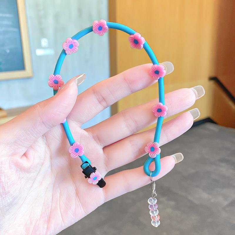 New Girls Cute Flowers Braided Hair Headband Curly Hair Rope For Kids Candy Colors Hairpins Hair Bands Fashion Hair Accessories