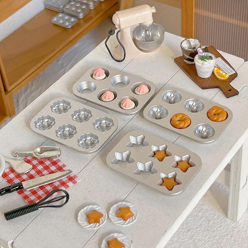 1:6/1:12 Scale Miniature Dollhouse Mini Pastry Biscuit Cookie Cake Bread Silver Mold Diy Food Play Silicone Mold Accessories