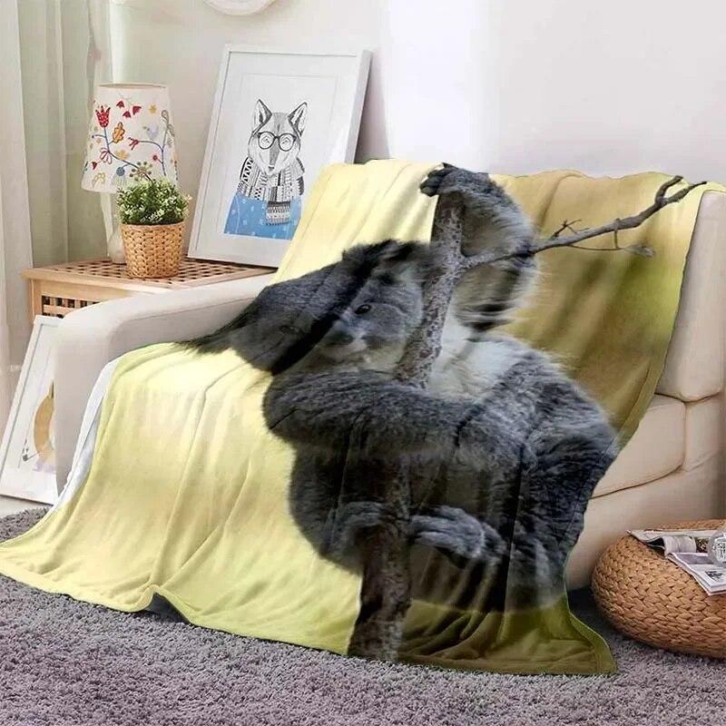 Niedliche Flanell-Überwurfdecke mit Koala-Motiv, rosa Herzmotiv, für Kinder, Männer, Frauen, weiche, warme Decken und Überwürfe für Couch, Bett, Reisen, Camping