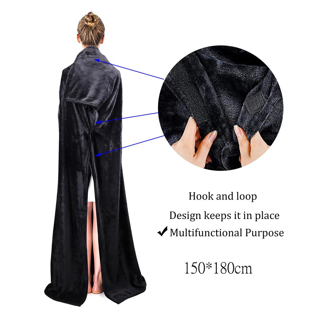 

Теплое клетчатое одеяло для взрослых, зимнее, мягкое, плюшевое, флисовое одеяло с рукавами, удобное для ношения, утяжеленное, толстое, для дивана и телевизора S чёрный