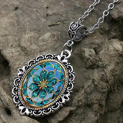 Pendant Retro Fashion Bohemian Floral Pattern, Christmas Gift Necklace