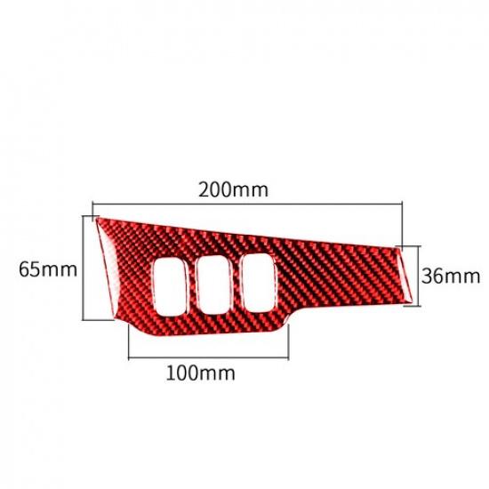 Red Carbon Fiber Headlight Control Cover Trim For Mitsubishi Lancer 2008-15