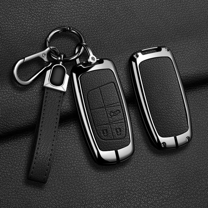 Zinc Alloy Leather Car Key Case For Jeep Compass Grand Cherokee Wrangler Compass Chrysler 300C Key Holder Car Key Cover Case