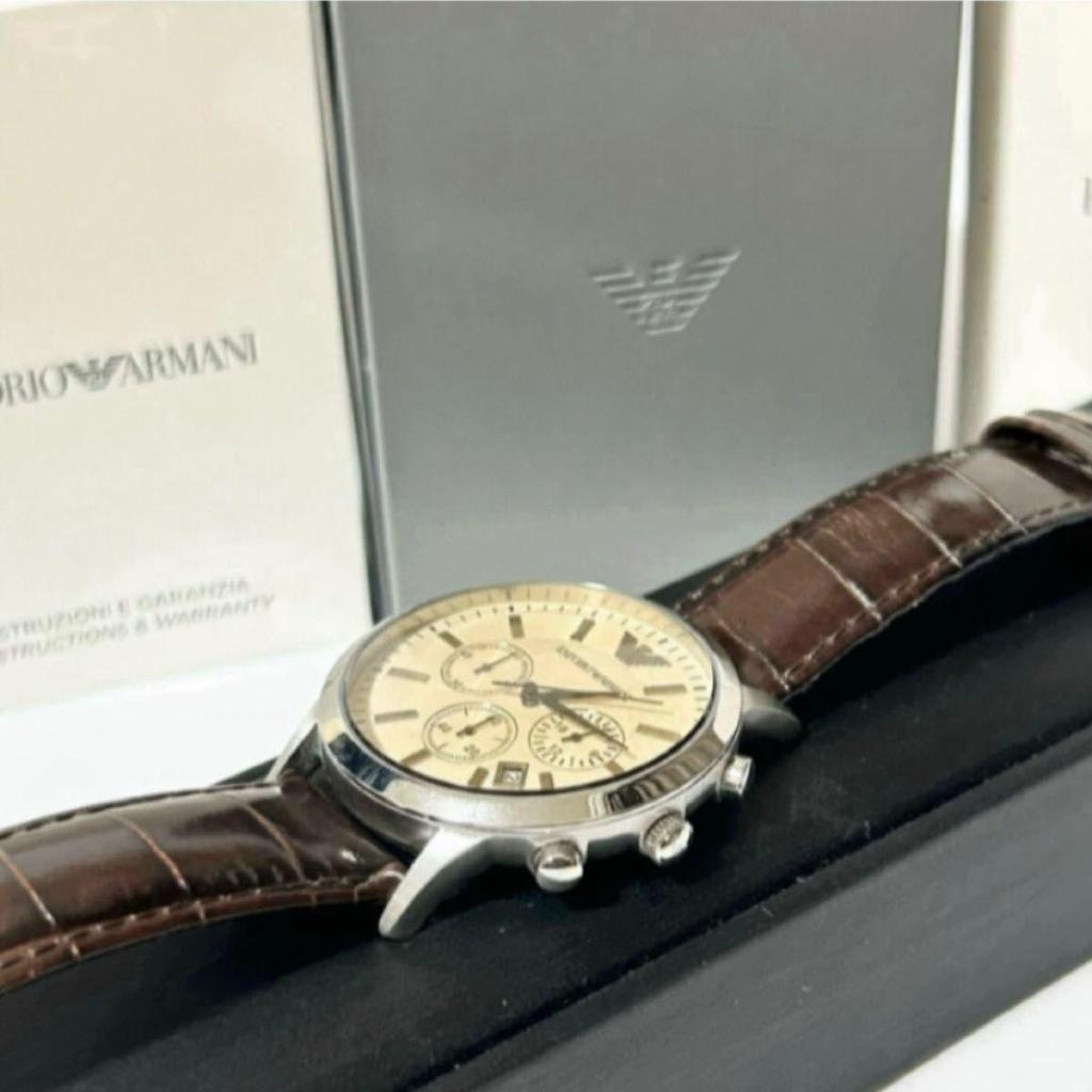 Used EMPORIO ARMANI Armani men's watch AR-2433 QZ chronograph operation confirmed