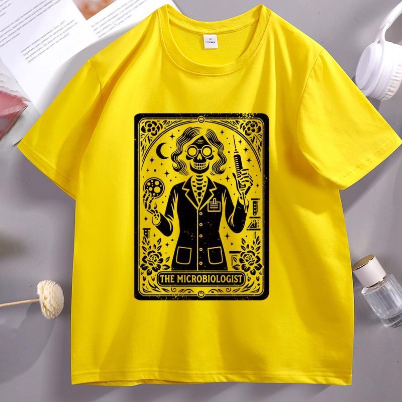 Microbiologist Tarot Card TShirt Funny Science Lab Halloween Tshirt Microbiology Lovers Tees Casual Cotton Short Sleeve T Shirt