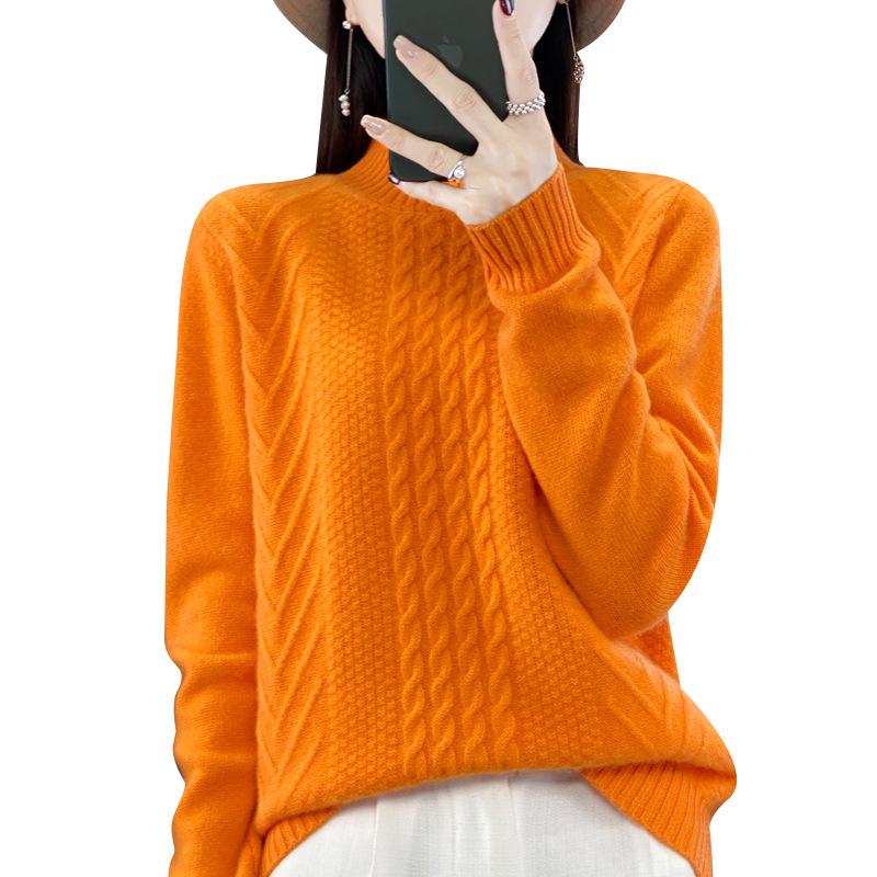 Women's Heavyweight Cable Knit Cashmere Sweater Pullover - Extra Thick 100% Wool Base Layer for Autumn/Winter